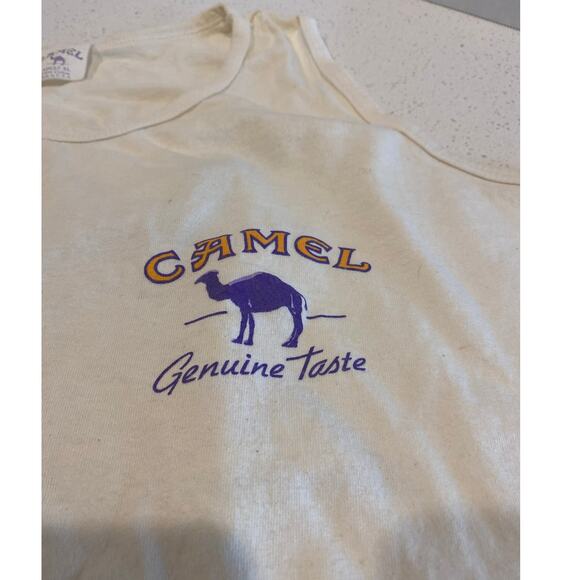 Vintage 90s CAMEL Cigarettes Faded Distress Tank Top Beige Size XL - Picture 3 of 9